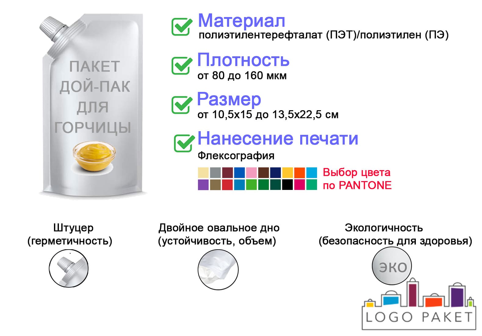 Дой-пак для горчицы инфографика